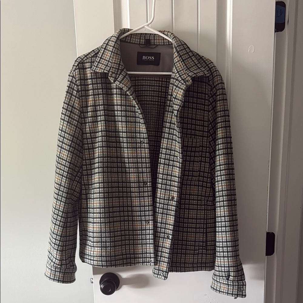 BOSS Women's Plaid Jacket - Black, blue and Cream
